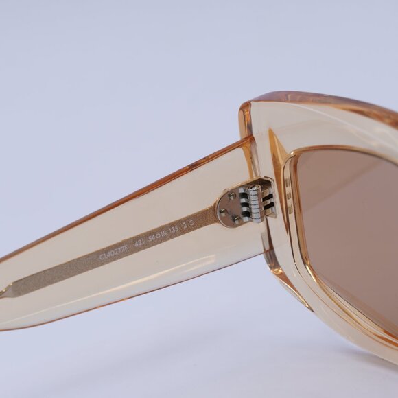 🕶️ New Celine CL40277F 42J Sunglasses - Transparent Orange Frame, Brown Lenses - Picture 6 of 10